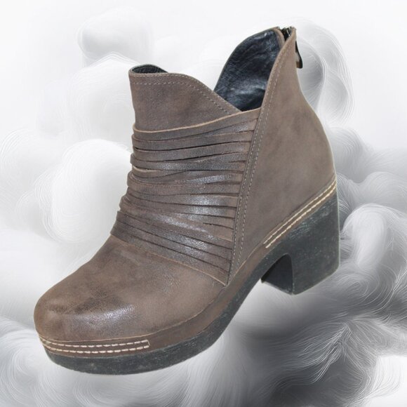 Antelope 934 Ebba Khaki Layered Over Strap Oiled Leather Bootie, Size 39 - Picture 2 of 12
